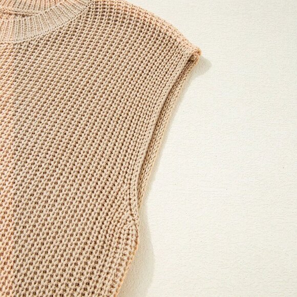 Khaki Casual Women's Western Cowboy Embroidery Round Neck Sleevless Sweater vest - Picture 7 of 8